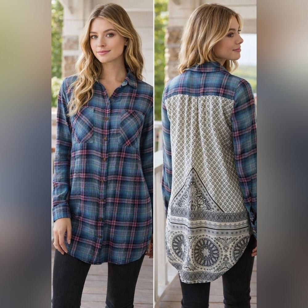 Altar'd state Plaid Button Cabin- Core Up Sz. S